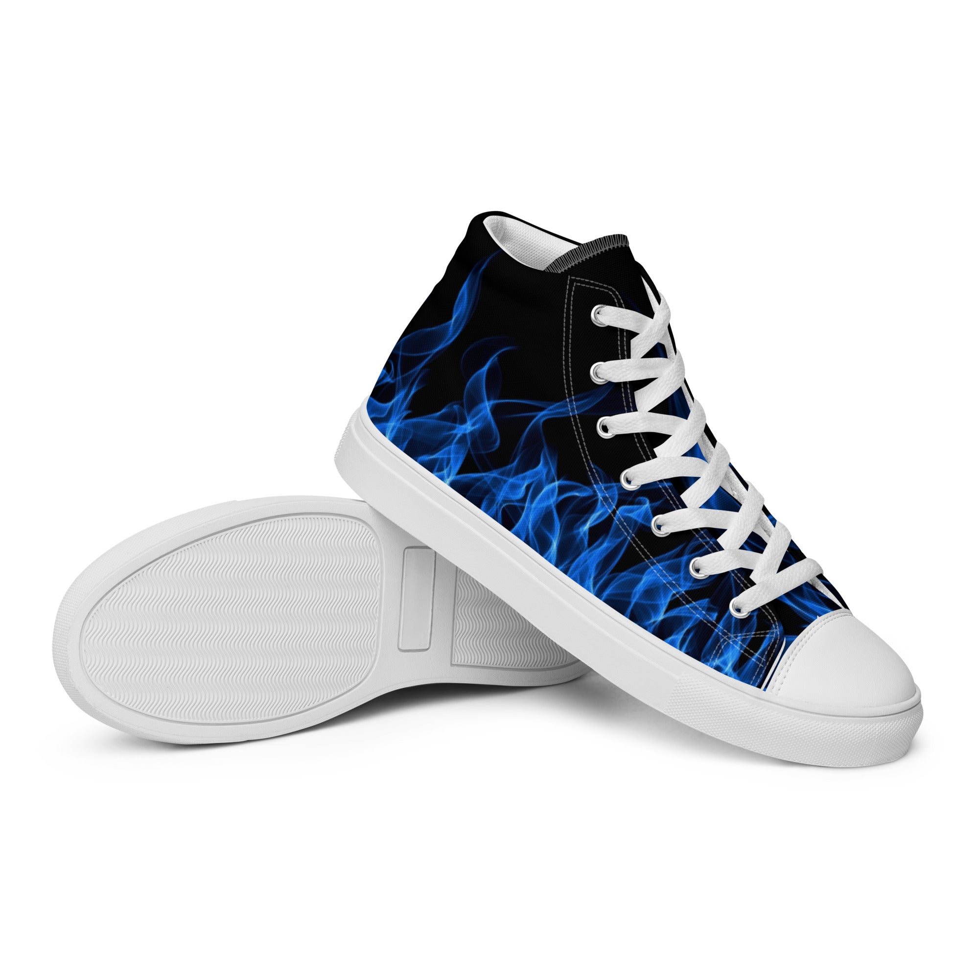 Blue Flame Women’s High Top Canvas Shoes