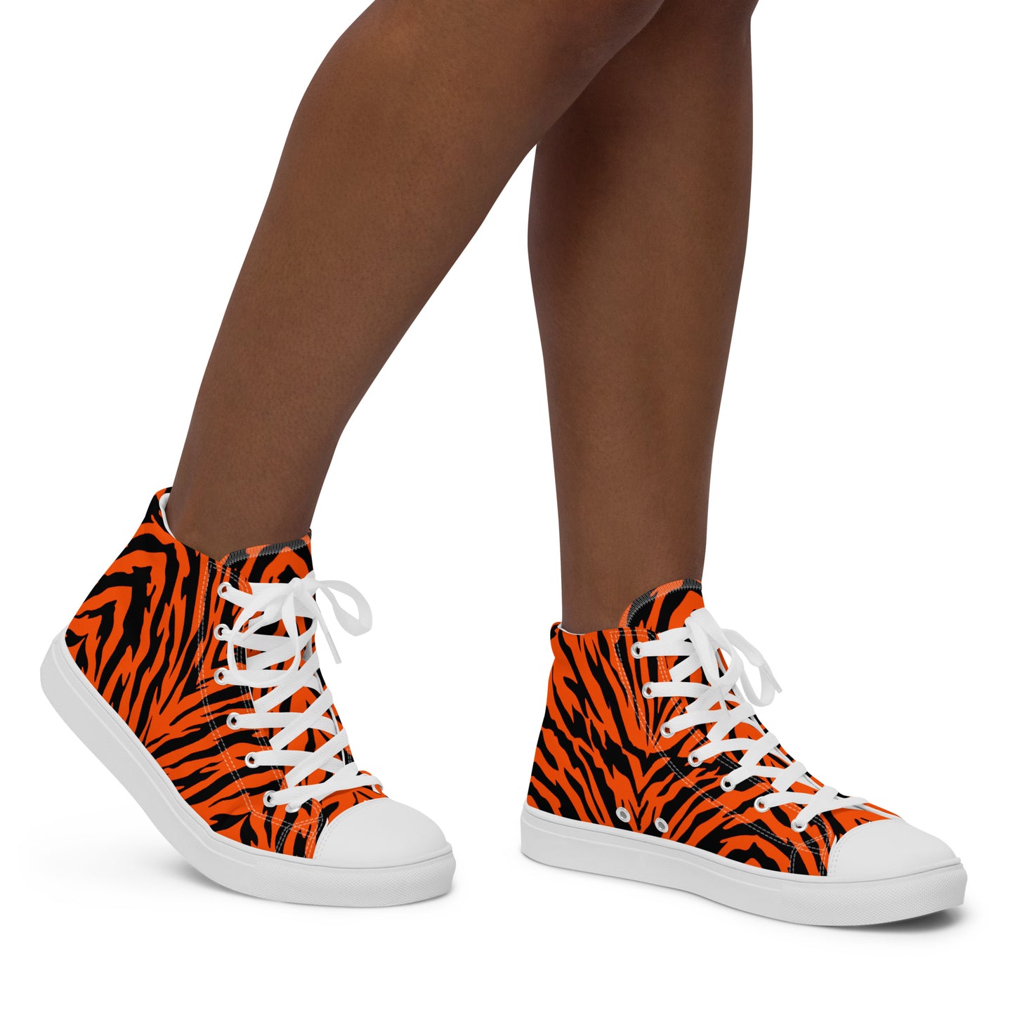 Bengal Tiger Stripe Women’s High Top Canvas Shoes