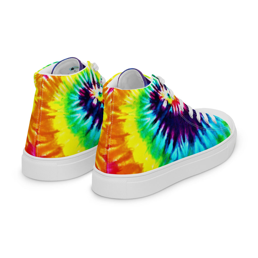 Rainbow Tie Dye Women’s High Top Canvas Shoes