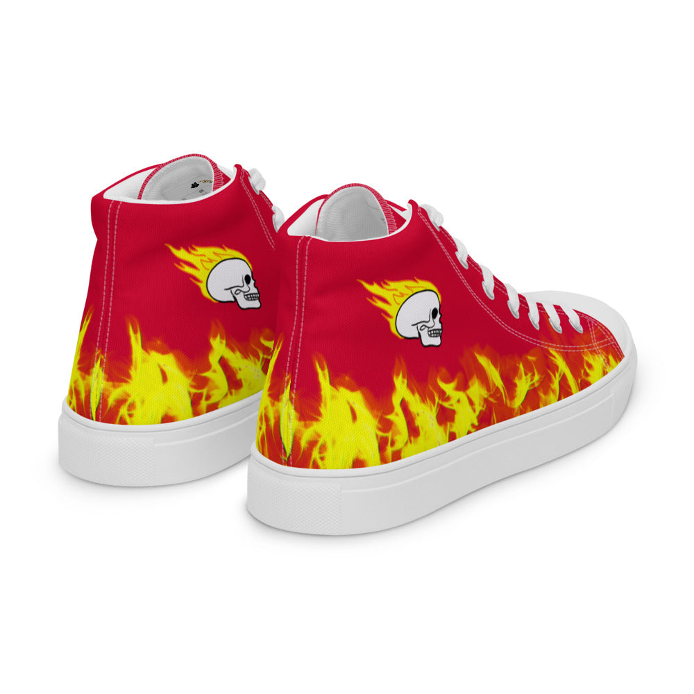 Fire Skull Women’s High Top Canvas Shoes