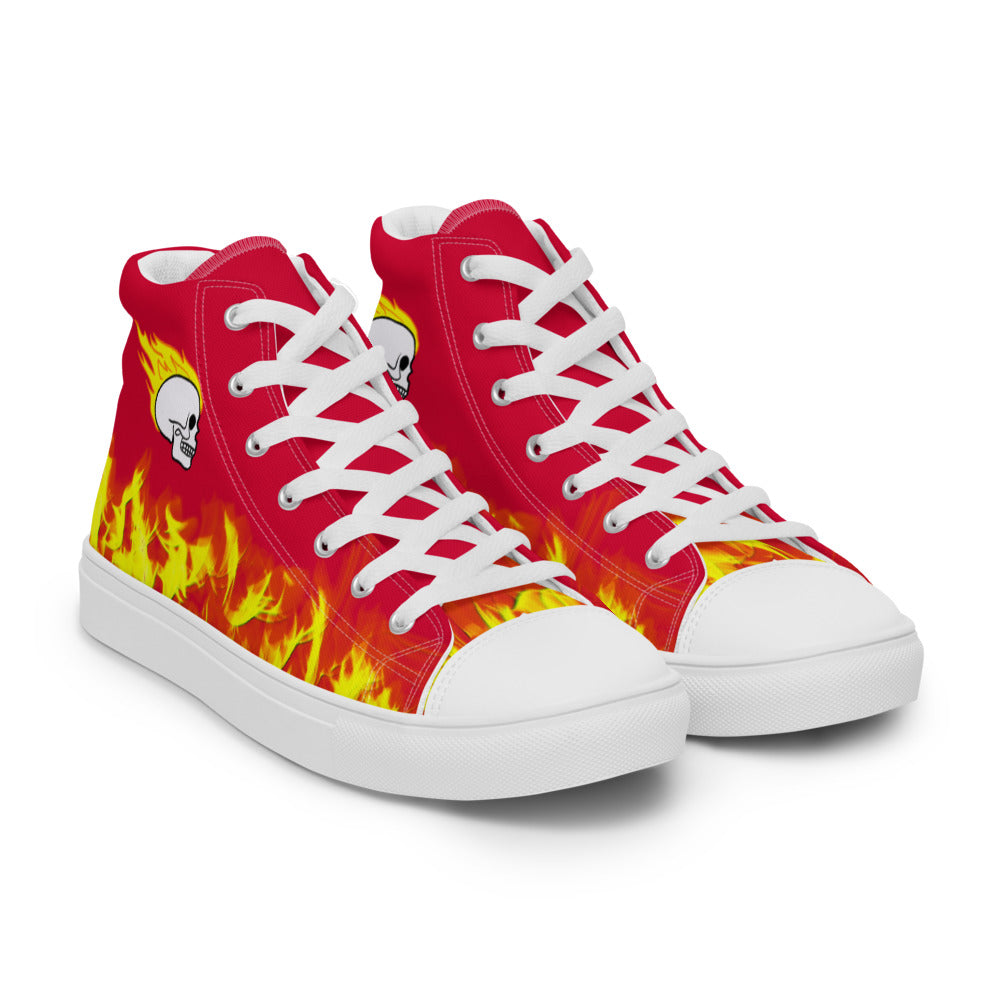 Fire Skull Women’s High Top Canvas Shoes