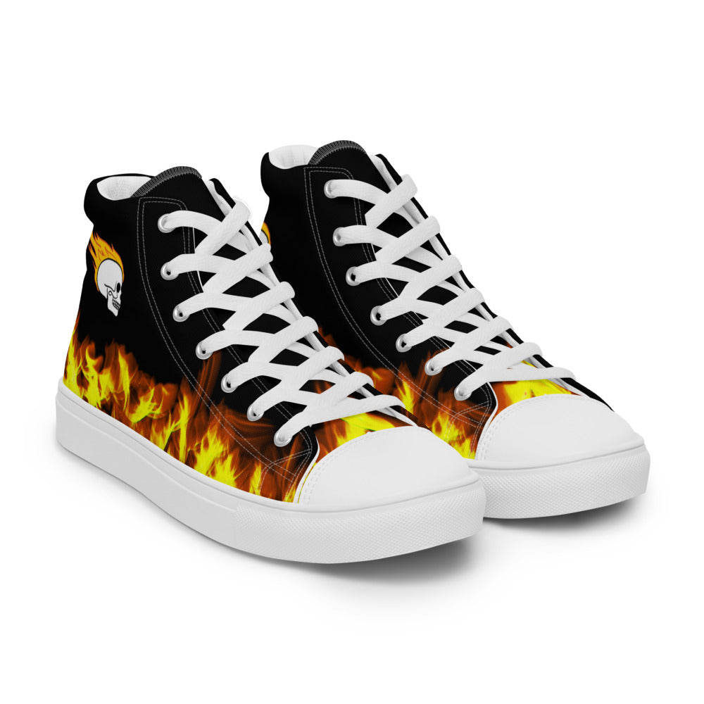 Fire Skull Black Women’s High Top Canvas Shoes