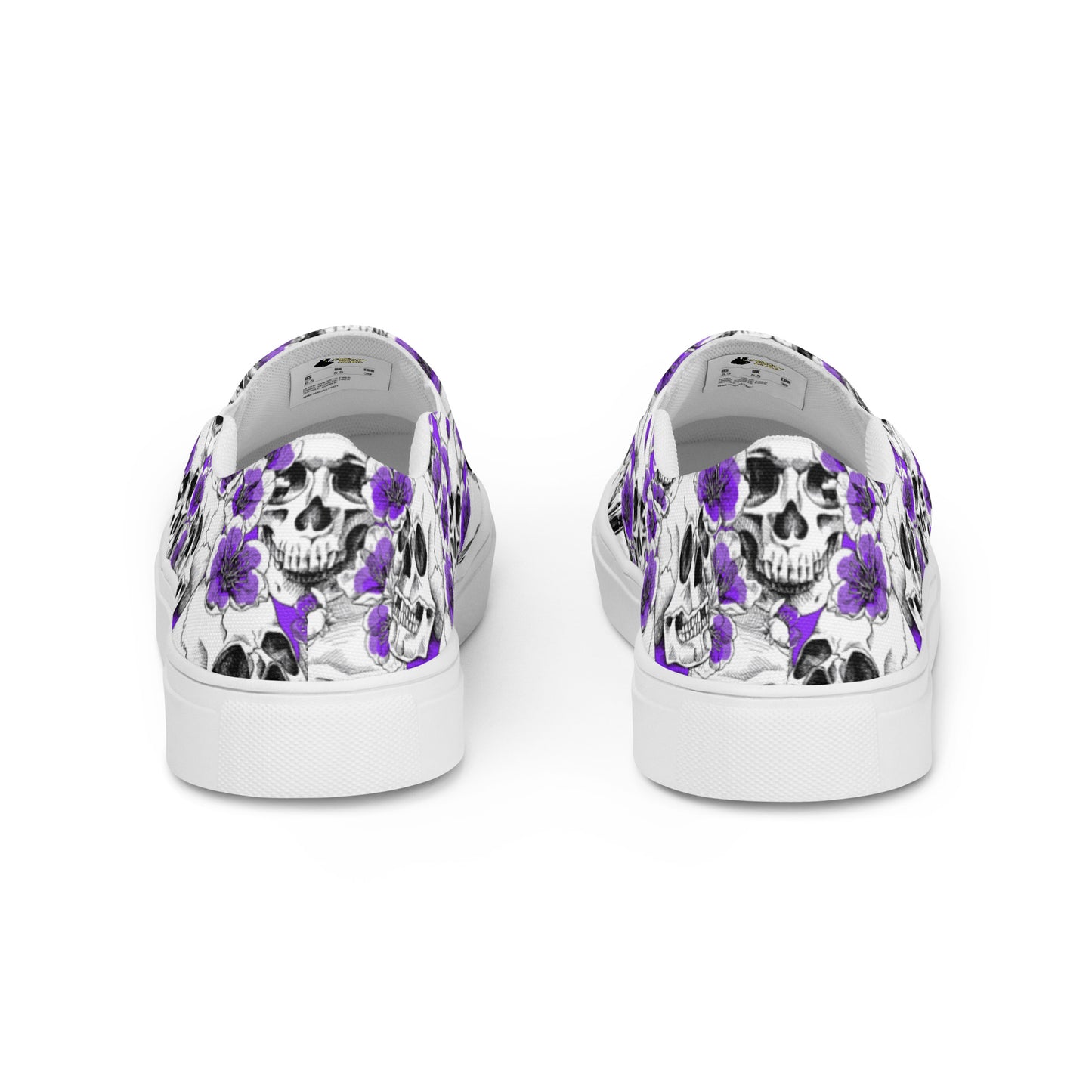 Skulls and Purple Blossoms Women’s Slip-on Canvas Shoes