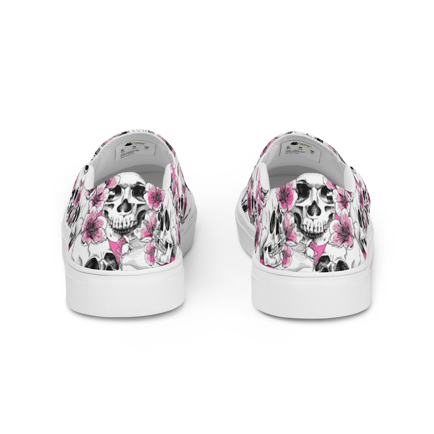 Skulls and Pink Blossoms Women’s Slip-on Canvas Shoes