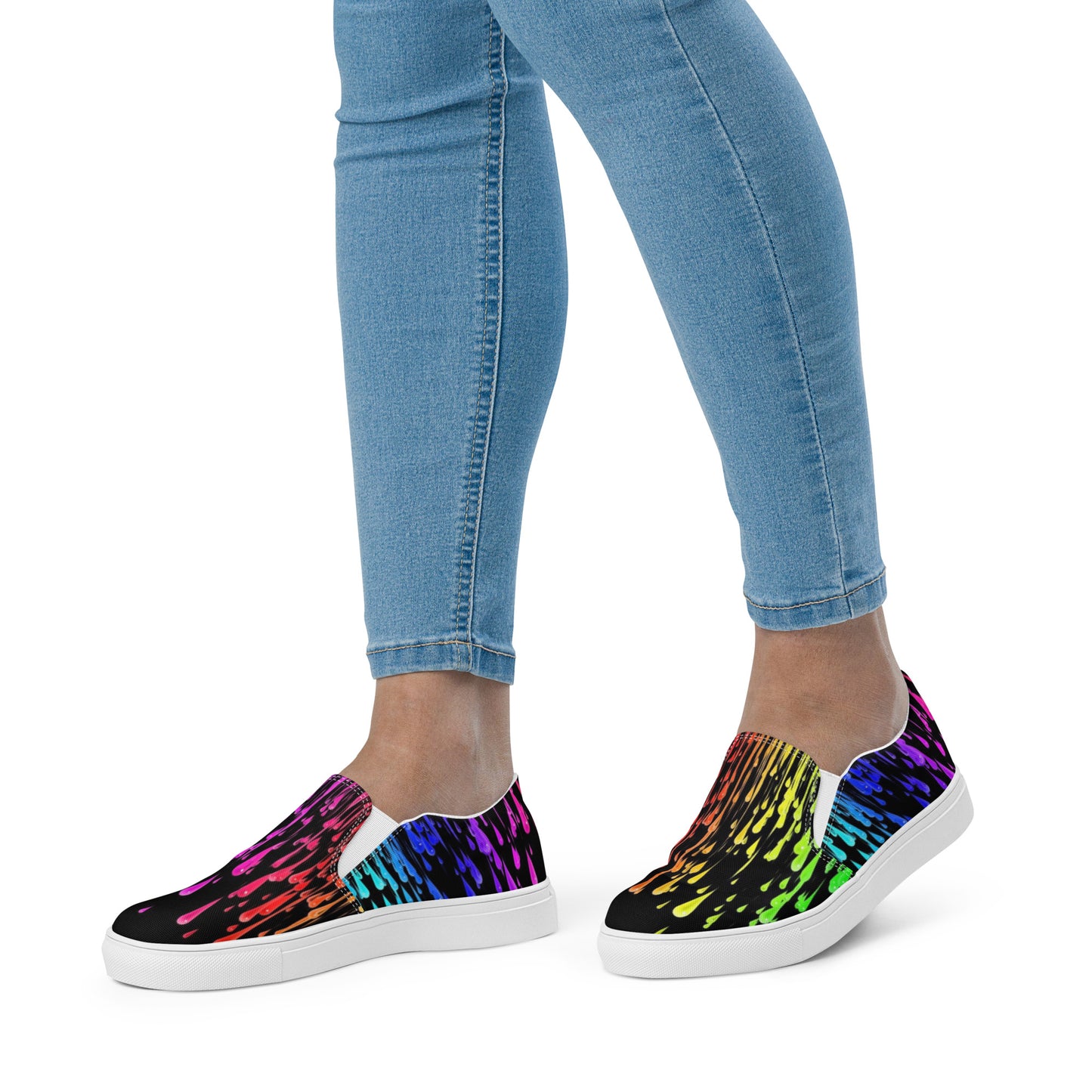 Rainbow Drip Women’s Slip-on Canvas Shoes