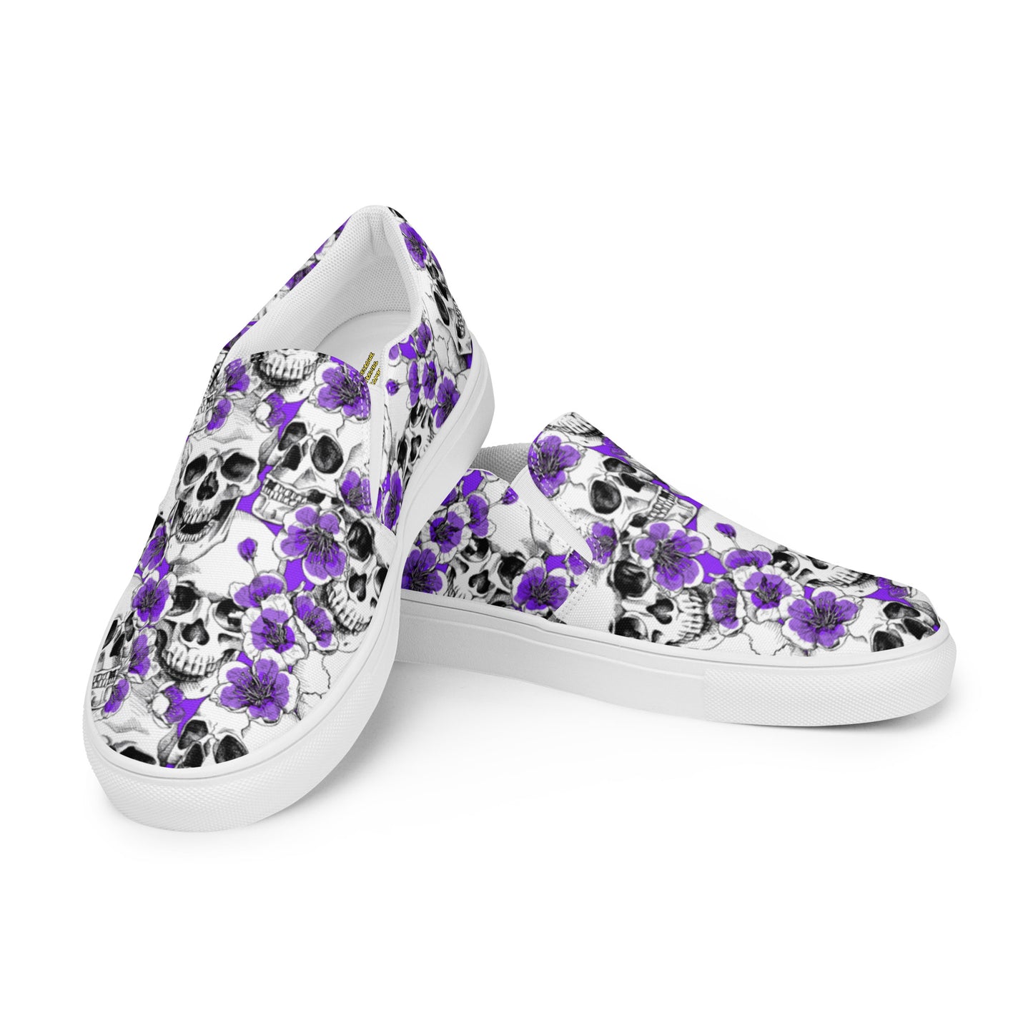 Skulls and Purple Blossoms Women’s Slip-on Canvas Shoes