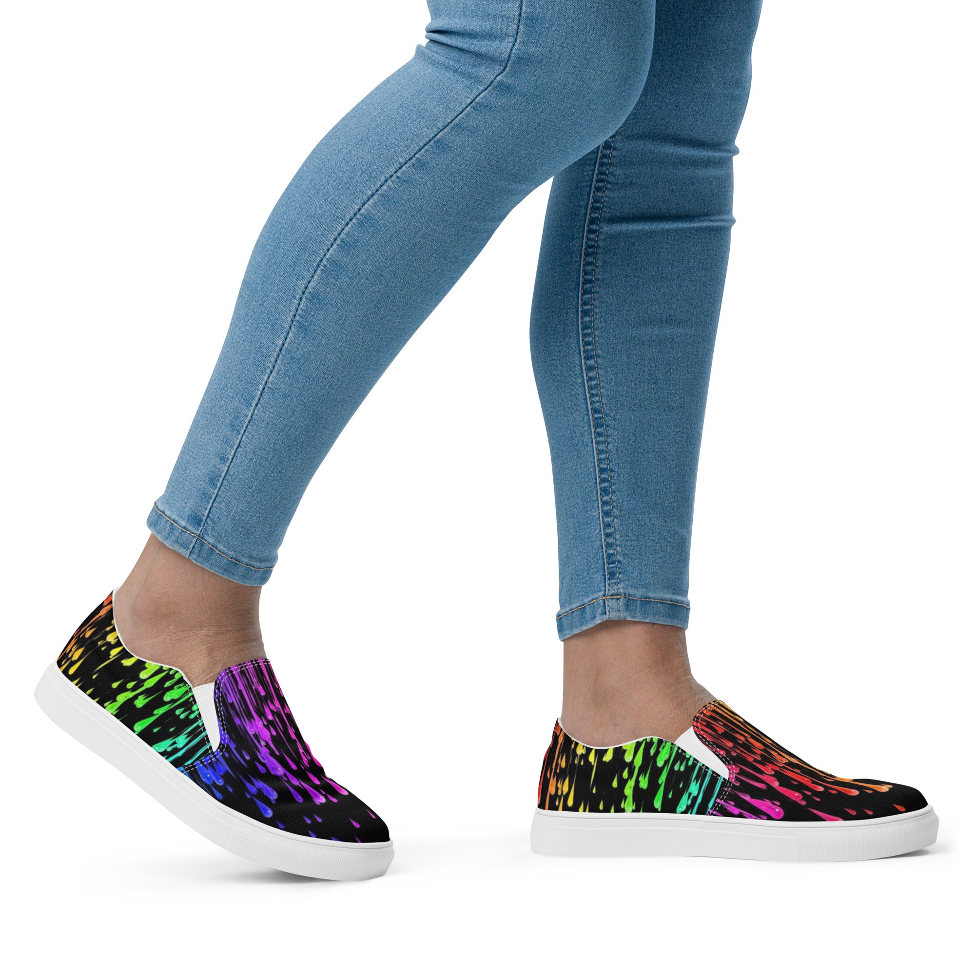 Rainbow Drip Women’s Slip-on Canvas Shoes